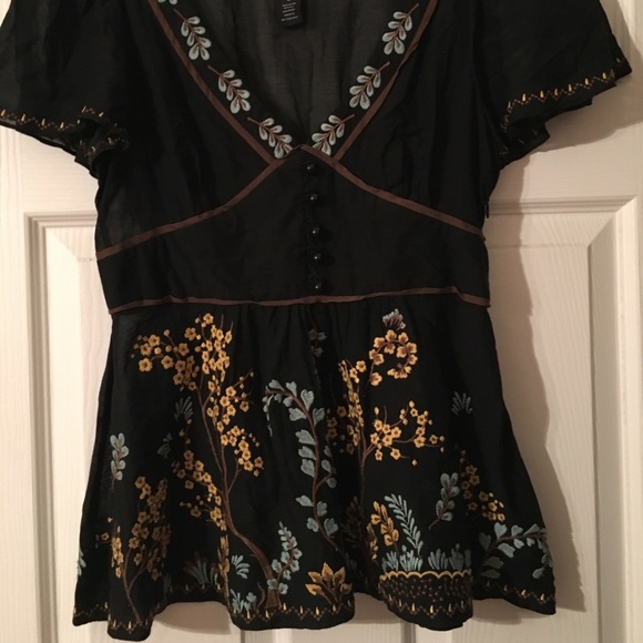 Anthropologie Lithe Sycamore Embroidered Blouse 6 - Picture 3 of 6